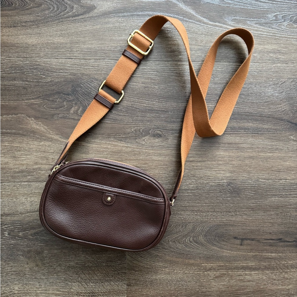 New! Natural leather. Brown Leather Crossbody Bag - Picture 1 of 9